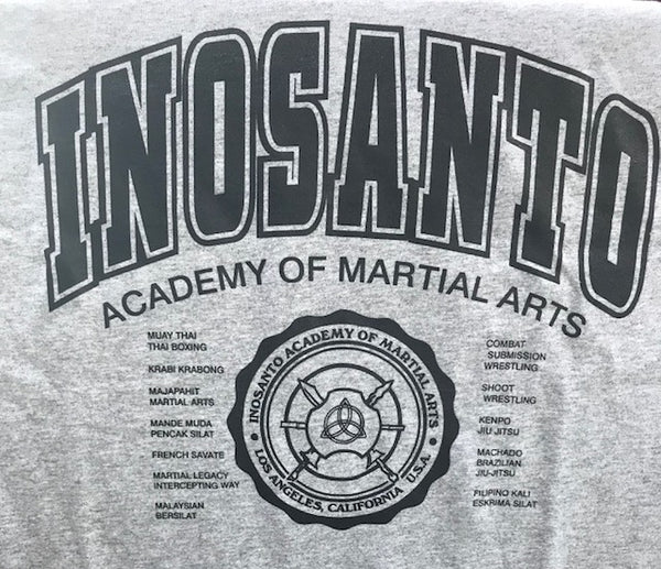 T-Shirt - Inosanto Academy - University T-Shirt - Gray with Black Logo